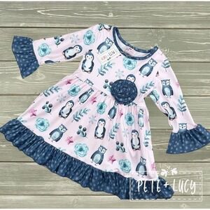 6/6x Pete And Lucy Penquin And Friends Long Sleeve Dress NWT